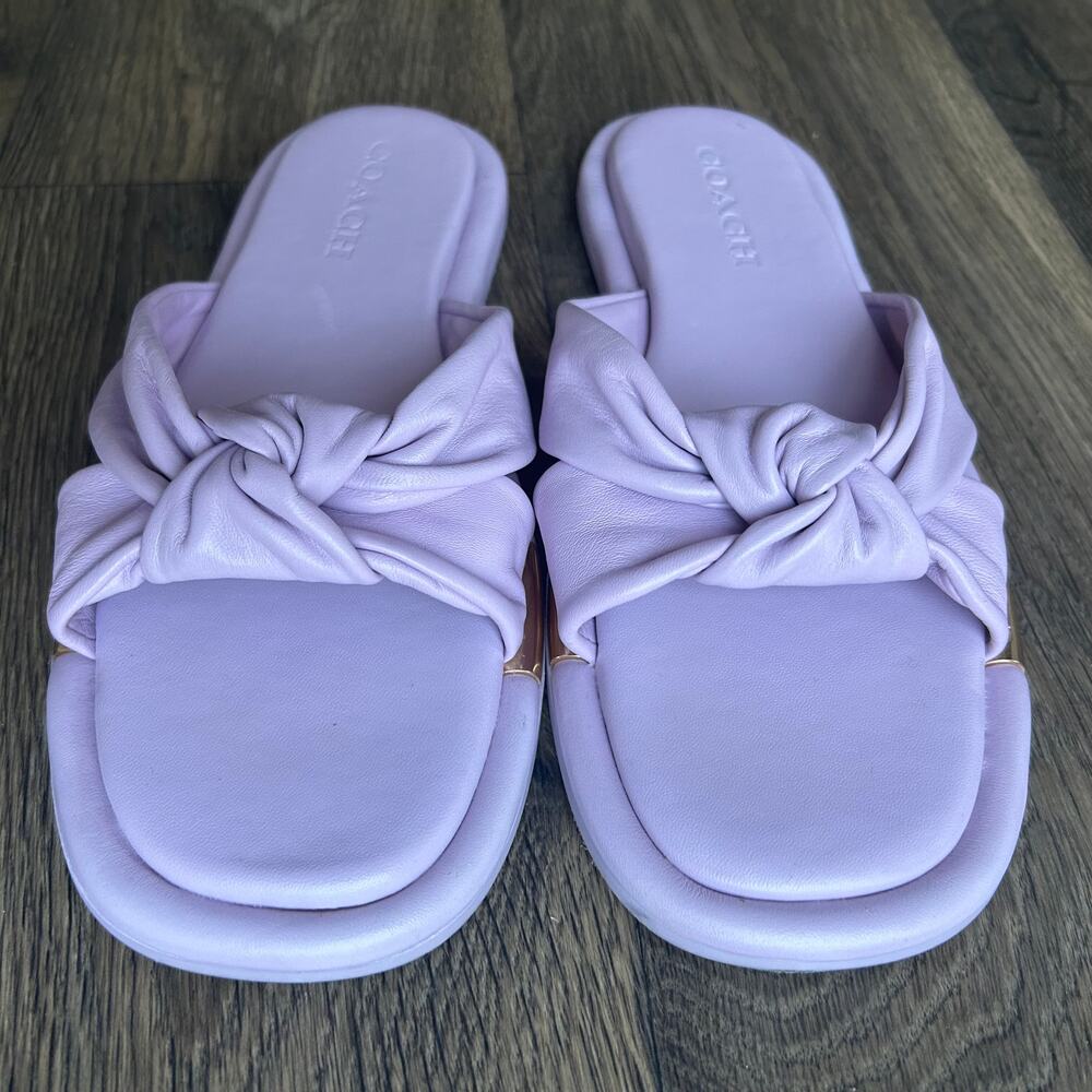 Coach Purple Brooklyn Leather Slides Size 8 - Picture 9 of 14